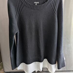 NWOT Hannah Black Crewneck Swtr with Cream Hem And Cuffs Sz Lg 12-14